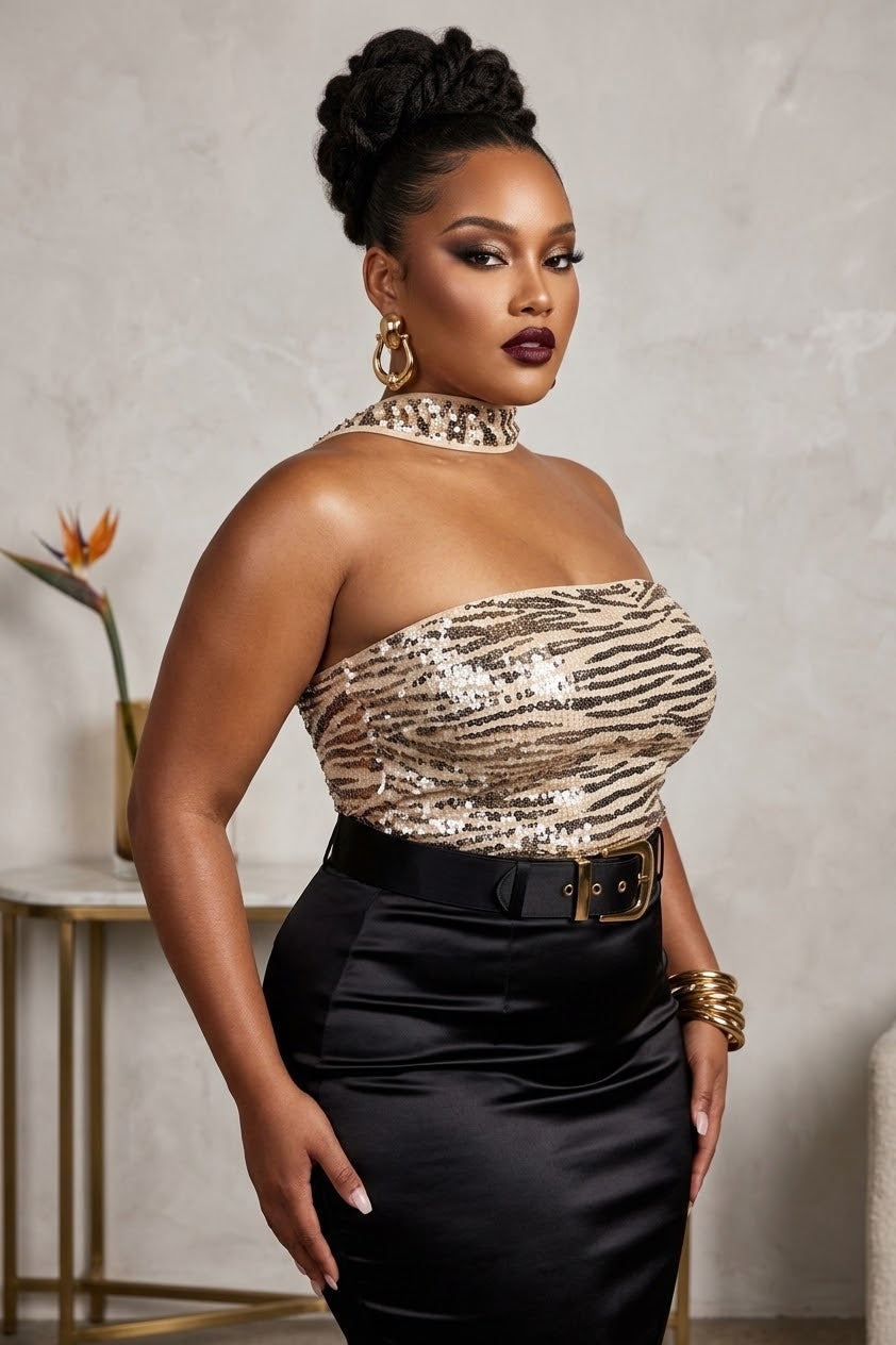 Golden Hour Shimmer Tube Top